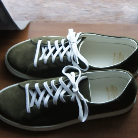 Italian Olive Green Suede Sneakers - Picture 5 of 5